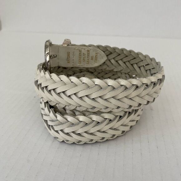 Western Split Leather Braided Belt with Silver Buckle Size M/L Southwestern boho main image 6